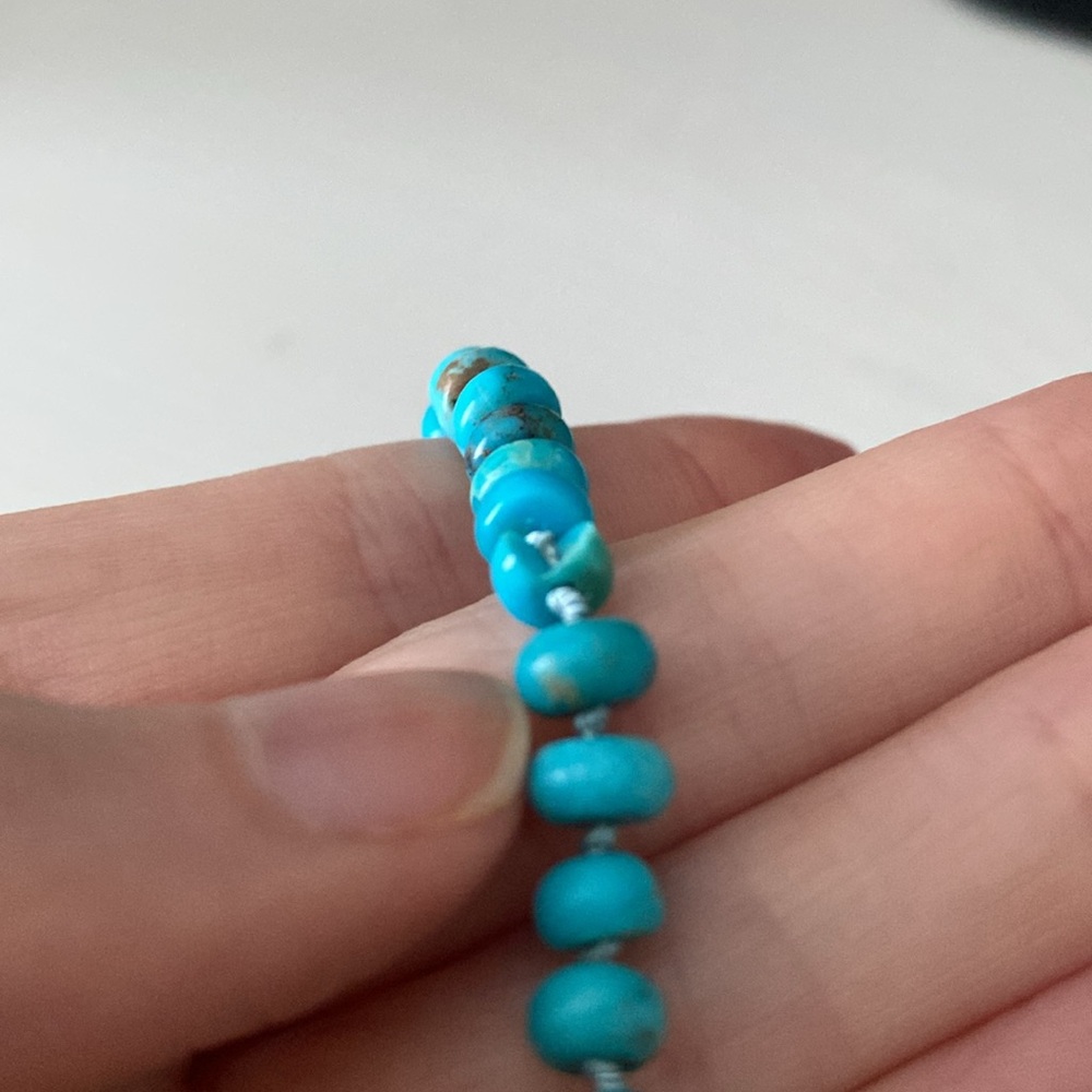 Turquoise Bead Necklace with Silk Thread Hand Knotted - Picture 8 of 8